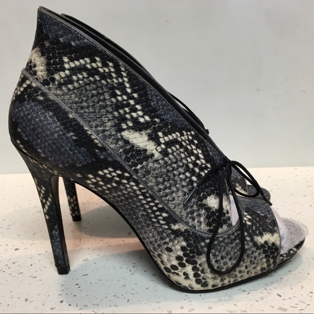 Pour La Victoire Snakeskin Peeptoe Booties